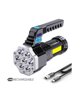 Usb Şarj Göstergeli Şarj Edilebilir 7*xpe +cob Led El Feneri